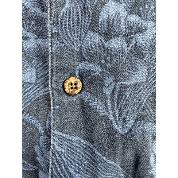 Vintage Silk Circa 1969 Button Down Men's XL Blue Short Sleeve Hawaiian Linen - Picture 6 of 11